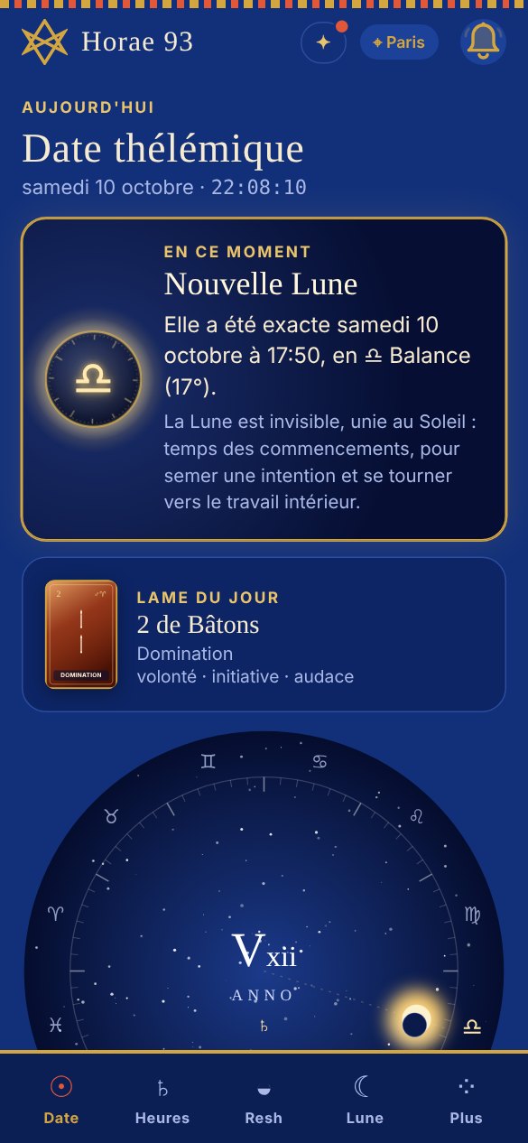 Écran de l'application